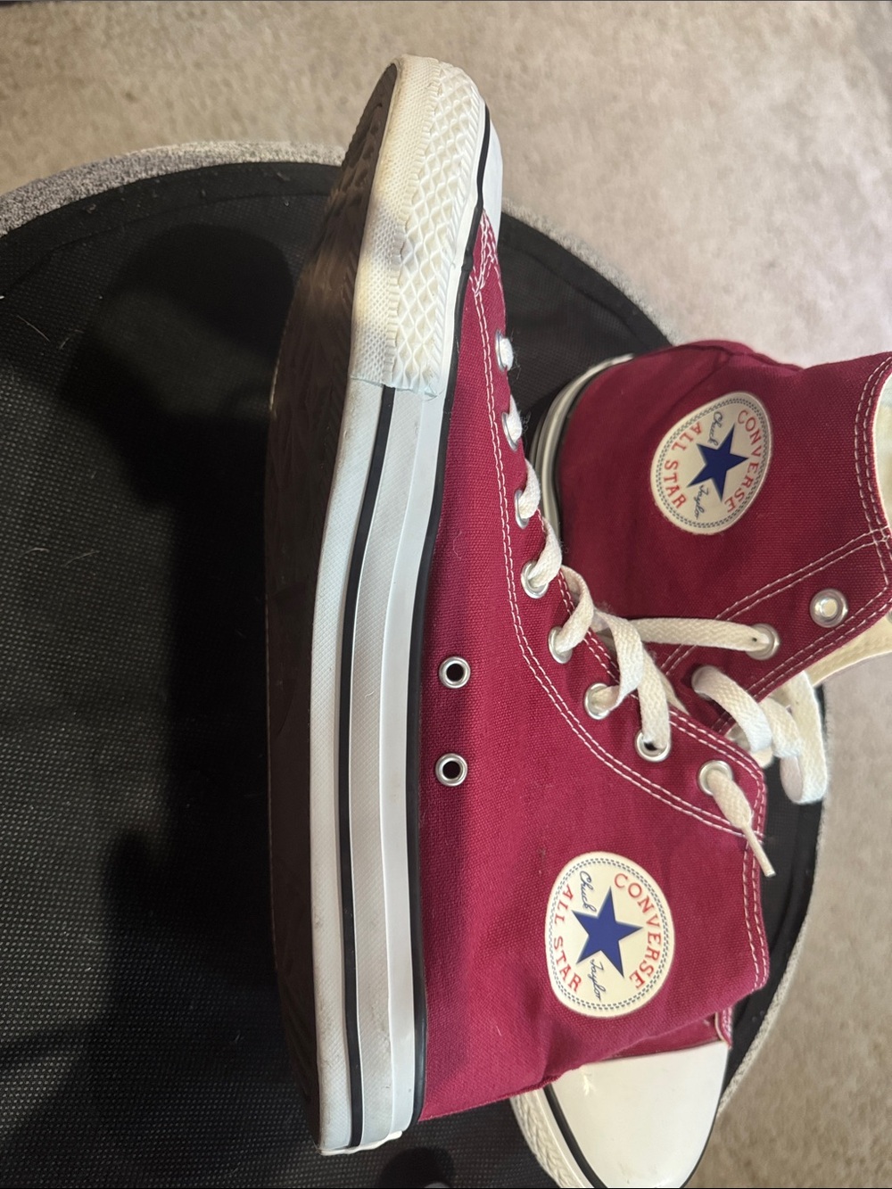 Converse High Top Sneakers - Burgundy and White - Picture 3 of 13